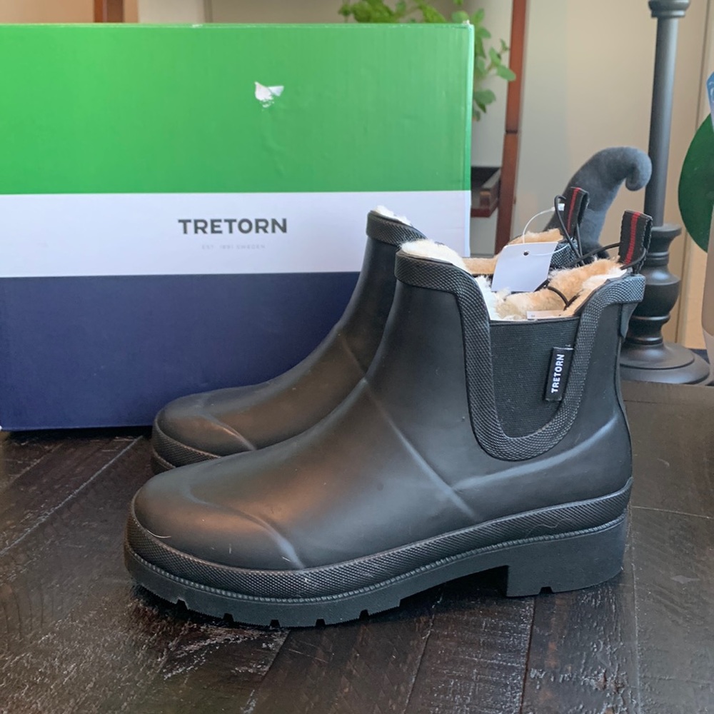 NWT Womens Tretorn Lina Rubber Rainboot Ankle Black
